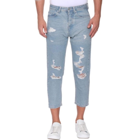 TERRANOVA SIDE POCLET STRAIGHT CUT RIPPED JEANS MEN'S SIZE 34 NWOT - Picture 1 of 10